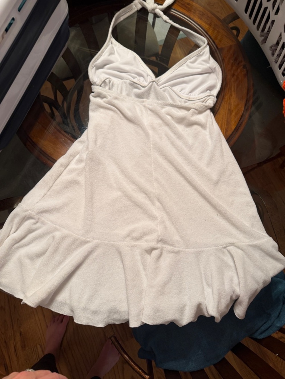 Ralph Lauren Blue Label White Halter Beach Cover/Sundress with Ruffle Hem - Picture 3 of 3
